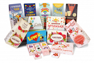 ШОКИ - удивительные подарки! Шоколад, чай, кружки, крем-мед, открытки в оригинальных упаковках.